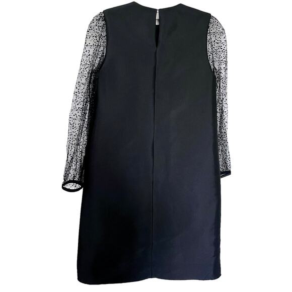Senorita Limoniez black satin tunic dress with sheer tulle dot sleeeves size 14 - Picture 2 of 7